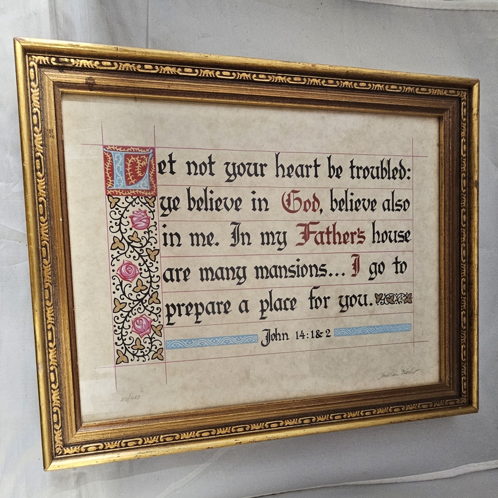 Framed Religious Calligraphy Art. Signed And Numbered - Picture 5 of 6